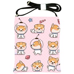 Set Kawaii Smile Japanese Dog Cartoon Shoulder Sling Bag by Vaneshart