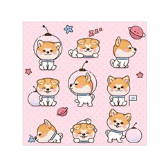 Set Kawaii Smile Japanese Dog Cartoon Small Satin Scarf (square) by Vaneshart