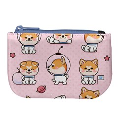 Set Kawaii Smile Japanese Dog Cartoon Large Coin Purse by Vaneshart