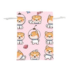 Set Kawaii Smile Japanese Dog Cartoon Lightweight Drawstring Pouch (l) by Vaneshart