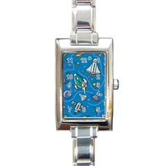 About Space Seamless Pattern Rectangle Italian Charm Watch by Vaneshart