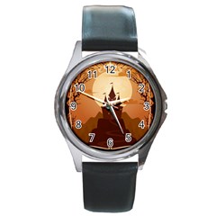 Beautiful Castle Round Metal Watch by Vaneshart