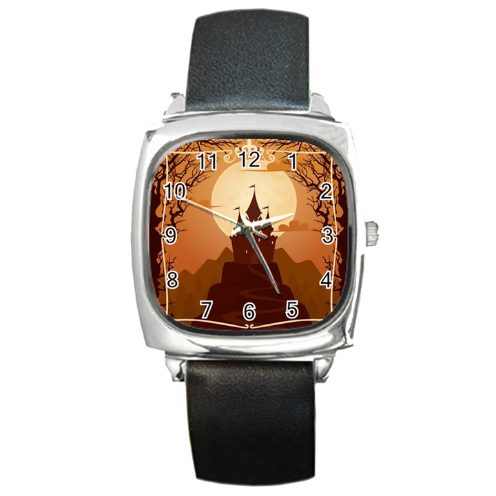 Beautiful Castle Square Metal Watch