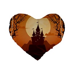 Beautiful Castle Standard 16  Premium Heart Shape Cushions by Vaneshart