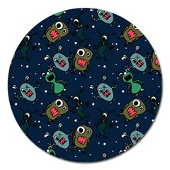 Monster Alien Pattern Seamless Background Magnet 5  (round) by Vaneshart