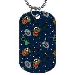 Monster Alien Pattern Seamless Background Dog Tag (two Sides) by Vaneshart