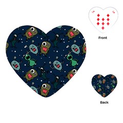 Monster Alien Pattern Seamless Background Playing Cards Single Design (heart) by Vaneshart