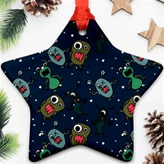 Monster Alien Pattern Seamless Background Star Ornament (two Sides) by Vaneshart