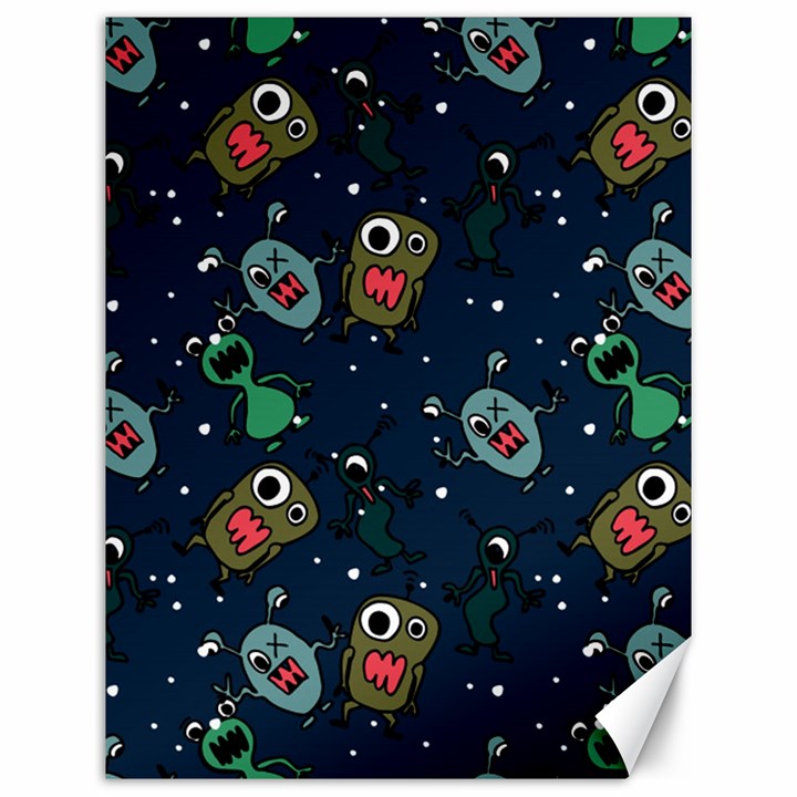 Monster Alien Pattern Seamless Background Canvas 12  x 16 