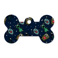 Monster Alien Pattern Seamless Background Dog Tag Bone (two Sides) by Vaneshart