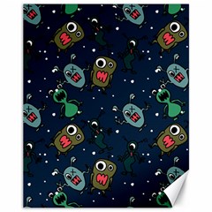 Monster Alien Pattern Seamless Background Canvas 11  X 14  by Vaneshart