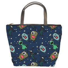 Monster Alien Pattern Seamless Background Bucket Bag by Vaneshart