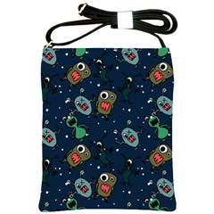 Monster Alien Pattern Seamless Background Shoulder Sling Bag by Vaneshart