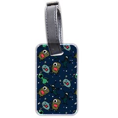 Monster Alien Pattern Seamless Background Luggage Tag (two Sides) by Vaneshart