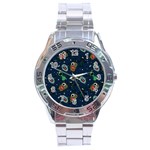 Monster Alien Pattern Seamless Background Stainless Steel Analogue Watch Front