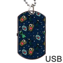 Monster Alien Pattern Seamless Background Dog Tag Usb Flash (one Side) by Vaneshart