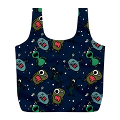 Monster Alien Pattern Seamless Background Full Print Recycle Bag (l) by Vaneshart