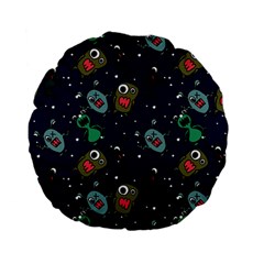 Monster Alien Pattern Seamless Background Standard 15  Premium Flano Round Cushions by Vaneshart