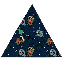 Monster Alien Pattern Seamless Background Wooden Puzzle Triangle by Vaneshart