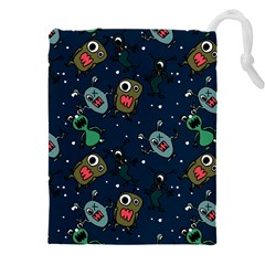 Monster Alien Pattern Seamless Background Drawstring Pouch (5xl) by Vaneshart