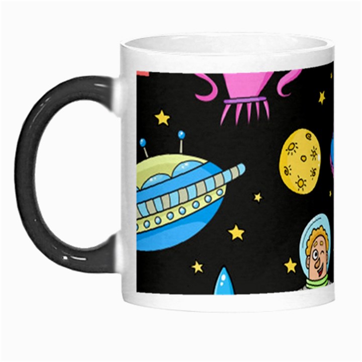 Seamless Pattern With Space Objects Ufo Rockets Aliens Hand Drawn Elements Space Morph Mugs