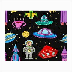 Seamless Pattern With Space Objects Ufo Rockets Aliens Hand Drawn Elements Space Small Glasses Cloth by Vaneshart