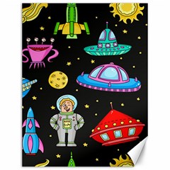 Seamless Pattern With Space Objects Ufo Rockets Aliens Hand Drawn Elements Space Canvas 12  X 16  by Vaneshart