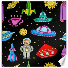 Seamless Pattern With Space Objects Ufo Rockets Aliens Hand Drawn Elements Space Canvas 16  X 16  by Vaneshart