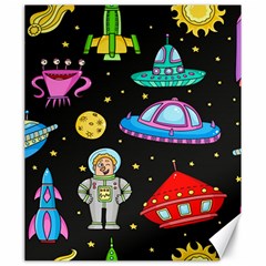 Seamless Pattern With Space Objects Ufo Rockets Aliens Hand Drawn Elements Space Canvas 20  X 24  by Vaneshart