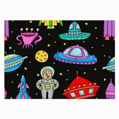 Seamless Pattern With Space Objects Ufo Rockets Aliens Hand Drawn Elements Space Large Glasses Cloth by Vaneshart