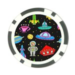 Seamless Pattern With Space Objects Ufo Rockets Aliens Hand Drawn Elements Space Poker Chip Card Guard Front