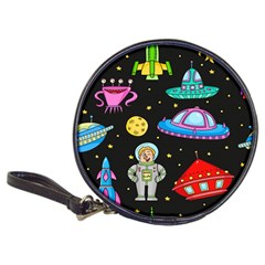 Seamless Pattern With Space Objects Ufo Rockets Aliens Hand Drawn Elements Space Classic 20-cd Wallets by Vaneshart