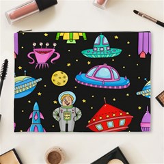 Seamless Pattern With Space Objects Ufo Rockets Aliens Hand Drawn Elements Space Cosmetic Bag (xl) by Vaneshart