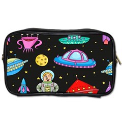 Seamless Pattern With Space Objects Ufo Rockets Aliens Hand Drawn Elements Space Toiletries Bag (two Sides) by Vaneshart