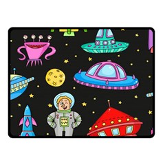 Seamless Pattern With Space Objects Ufo Rockets Aliens Hand Drawn Elements Space Fleece Blanket (small) by Vaneshart