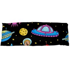 Seamless Pattern With Space Objects Ufo Rockets Aliens Hand Drawn Elements Space Body Pillow Case (dakimakura) by Vaneshart