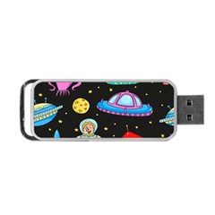 Seamless Pattern With Space Objects Ufo Rockets Aliens Hand Drawn Elements Space Portable Usb Flash (one Side) by Vaneshart