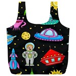 Seamless Pattern With Space Objects Ufo Rockets Aliens Hand Drawn Elements Space Full Print Recycle Bag (XL) Front