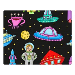 Seamless Pattern With Space Objects Ufo Rockets Aliens Hand Drawn Elements Space Double Sided Flano Blanket (large)  by Vaneshart