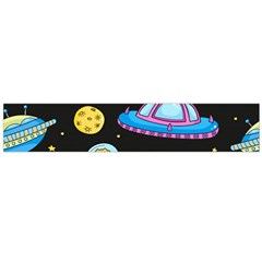 Seamless Pattern With Space Objects Ufo Rockets Aliens Hand Drawn Elements Space Large Flano Scarf  by Vaneshart