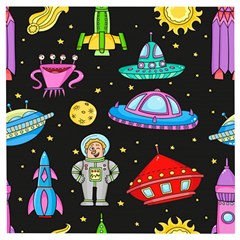 Seamless Pattern With Space Objects Ufo Rockets Aliens Hand Drawn Elements Space Wooden Puzzle Square by Vaneshart