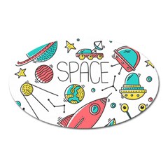 Space Cosmos Seamless Pattern Seamless Pattern Doodle Style Oval Magnet by Vaneshart