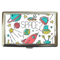 Space Cosmos Seamless Pattern Seamless Pattern Doodle Style Cigarette Money Case by Vaneshart