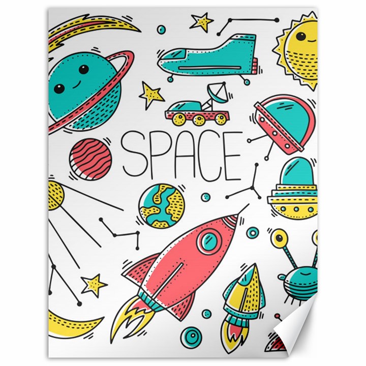 Space Cosmos Seamless Pattern Seamless Pattern Doodle Style Canvas 12  x 16 