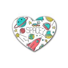 Space Cosmos Seamless Pattern Seamless Pattern Doodle Style Heart Coaster (4 Pack)  by Vaneshart