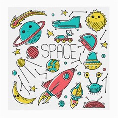 Space Cosmos Seamless Pattern Seamless Pattern Doodle Style Medium Glasses Cloth by Vaneshart