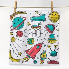 Space Cosmos Seamless Pattern Seamless Pattern Doodle Style Face Towel by Vaneshart