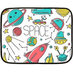 Space Cosmos Seamless Pattern Seamless Pattern Doodle Style Double Sided Fleece Blanket (mini)  by Vaneshart