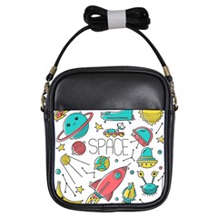 Space Cosmos Seamless Pattern Seamless Pattern Doodle Style Girls Sling Bag by Vaneshart