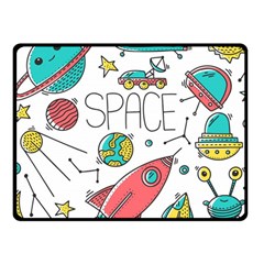 Space Cosmos Seamless Pattern Seamless Pattern Doodle Style Fleece Blanket (small) by Vaneshart